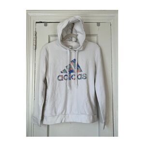 Adidas Hoodie Women's  Sweatshirt Size M White Floral Hoodie Pullover Sweater